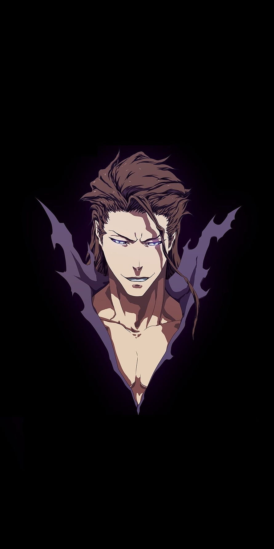 Sosuke Aizen Anime Character Portrait With Purple Aura And Dark Background HD phone wallpaper