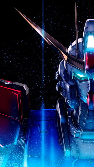 Gundam RX-78-2 Close-Up in Space with Glowing Blue Eyes and Antenna HD phone wallpaper