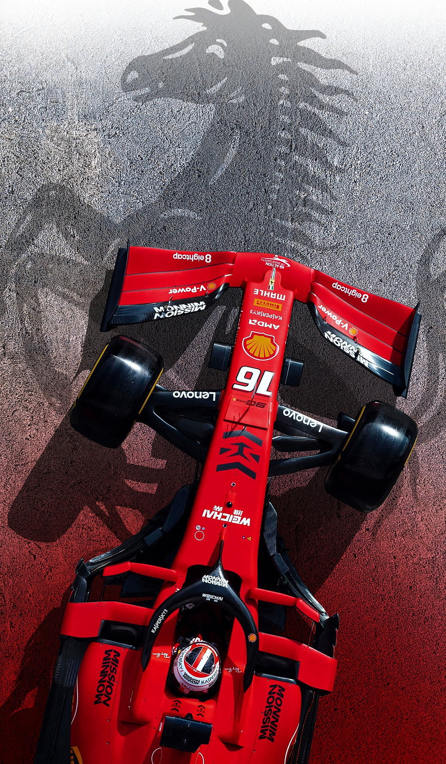 Ferrari F1-75 Formula 1 Race Car with Prancing Horse Shadow HD phone wallpaper