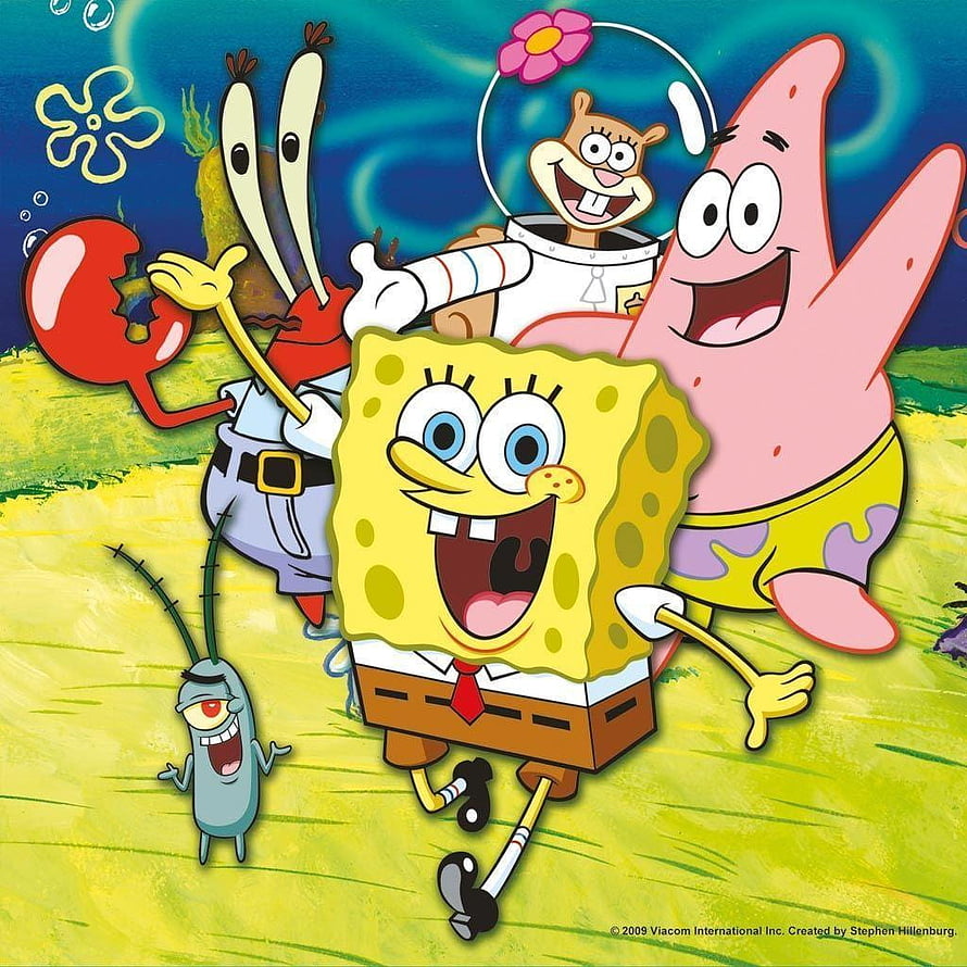 SpongeBob SquarePants and Friends Running Through the Underwater Ocean HD phone wallpaper