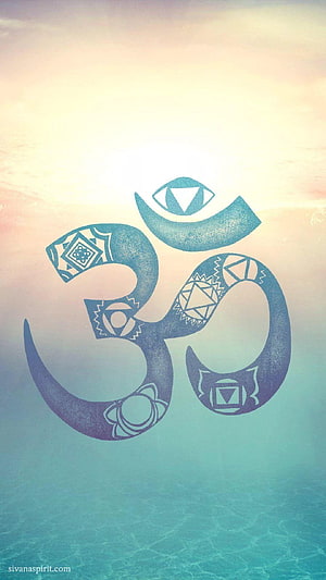 Decorative Om Symbol with Sacred Geometry Over Serene Ocean Horizon HD phone wallpaper