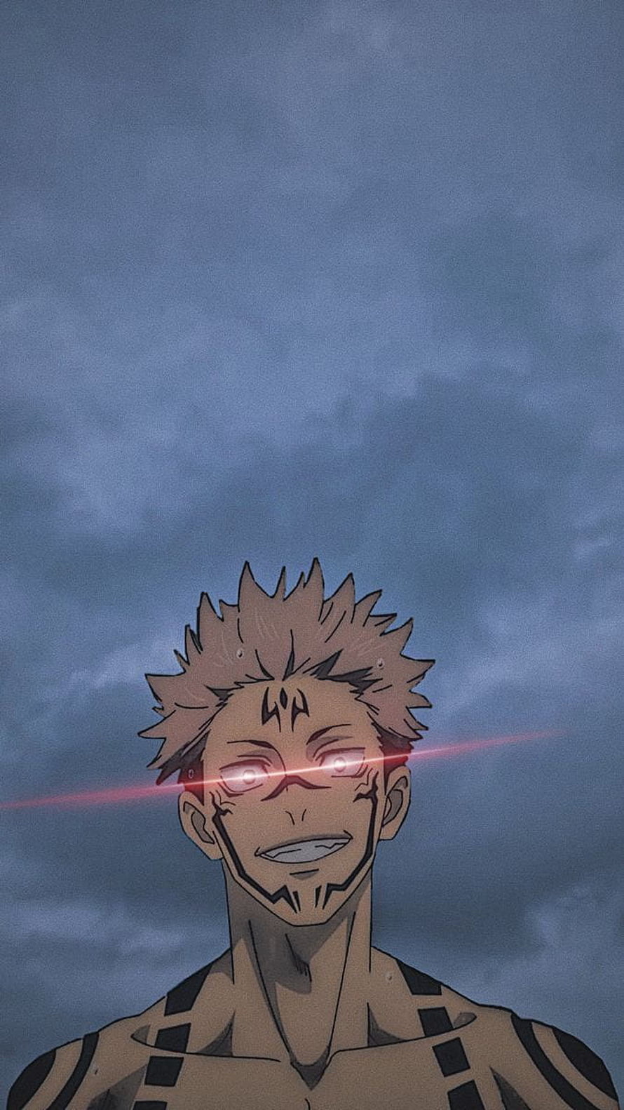 Sukuna Ryomen Anime Character Portrait With Red Laser Eyes And Cursed Markings HD phone wallpaper