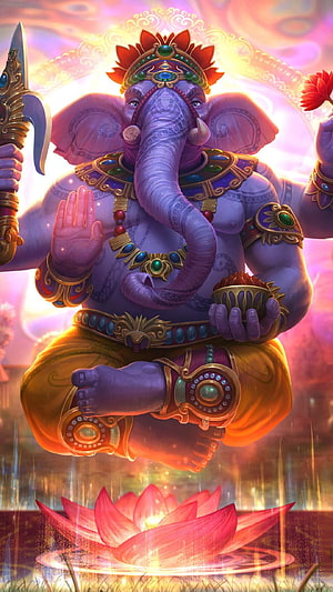 Lord Ganesha Digital Art: The Hindu God of Wisdom and Success in a Meditative Pose HD phone wallpaper
