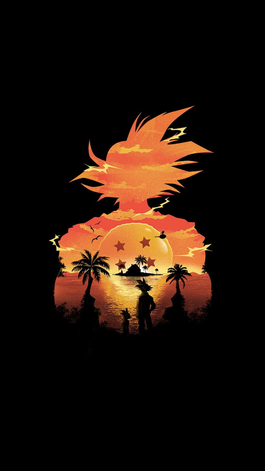 Dragon Ball Z Goku and Vegeta Silhouette Sunset Wallpaper HD phone wallpaper