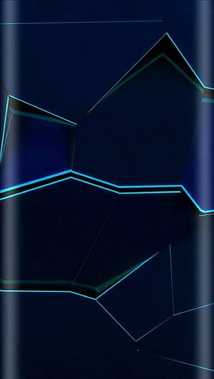 Abstract Dark Blue Geometric Polygonal Pattern With Glowing Cyan Edges HD phone wallpaper