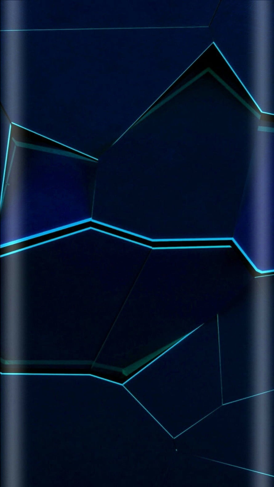 Abstract Dark Blue Geometric Polygonal Pattern With Glowing Cyan Edges HD phone wallpaper