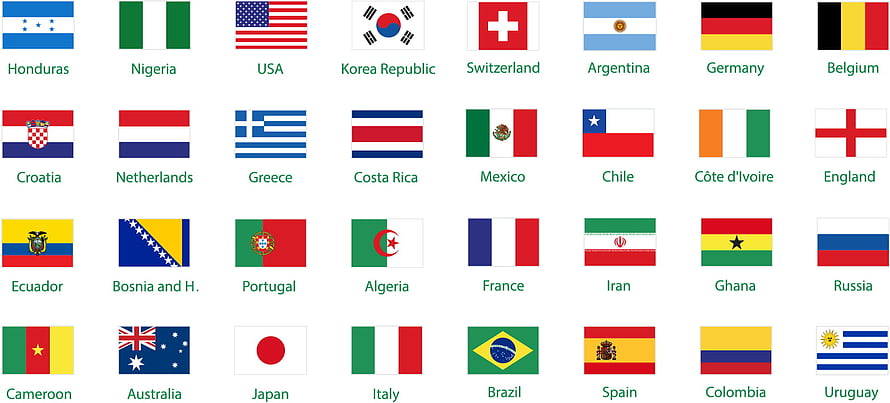 World Country Flags Grid With Names For Educational Reference HD wallpaper