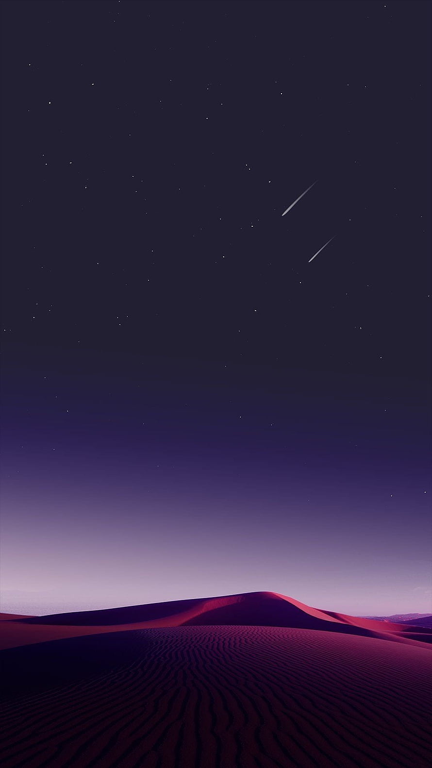 Minimalist Desert Dunes Under a Starry Night Sky with Shooting Stars HD phone wallpaper