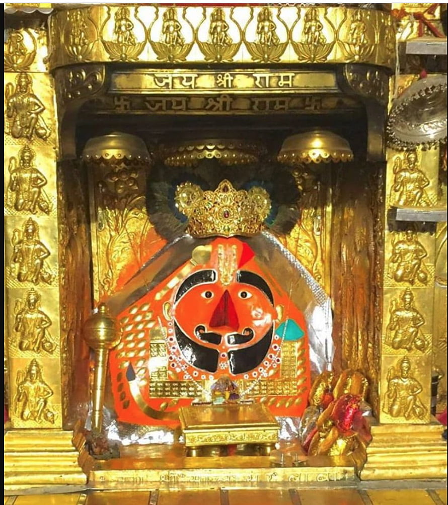 Salasar Balaji Temple Shrine with Golden Carvings and Red Face Icon HD phone wallpaper