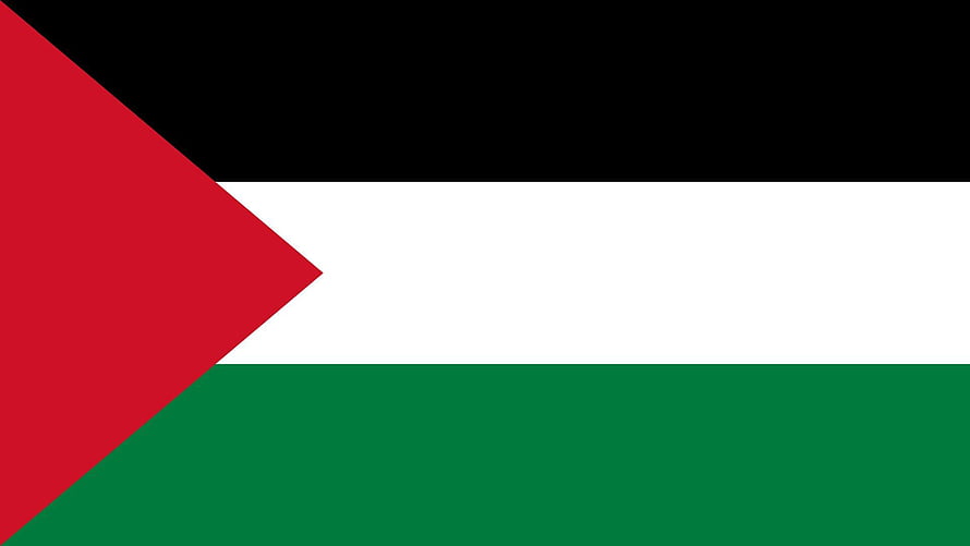Palestine National Flag with Red Triangle and Horizontal Stripes HD wallpaper