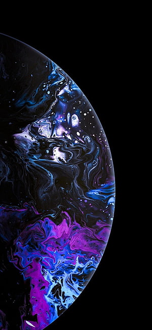 Abstract Cosmic Sphere with Swirling Purple and Blue Nebula Patterns on Black Background HD phone wallpaper