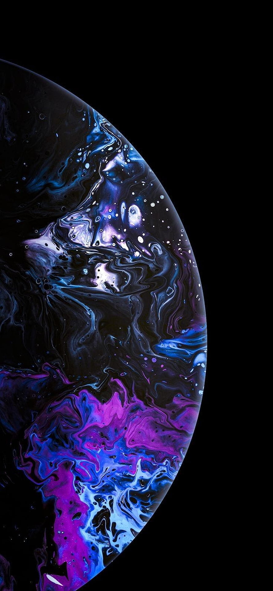Abstract Cosmic Sphere with Swirling Purple and Blue Nebula Patterns on Black Background HD phone wallpaper