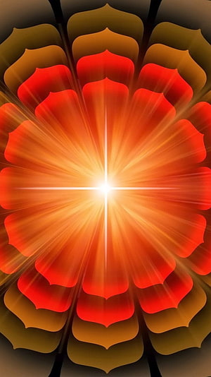 Brahma Kumaris Supreme Soul Radiant Mandala with Golden Light Burst and Petal Layers HD phone wallpaper