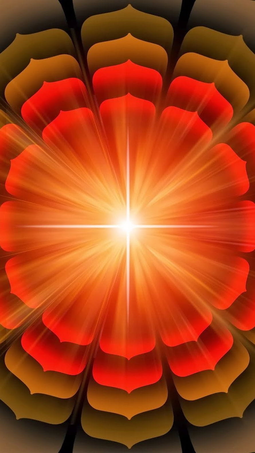 Brahma Kumaris Supreme Soul Radiant Mandala with Golden Light Burst and Petal Layers HD phone wallpaper