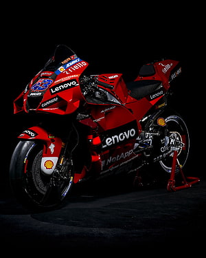 Ducati MotoGP Racing Motorcycle with Lenovo and Shell Sponsorship HD phone wallpaper