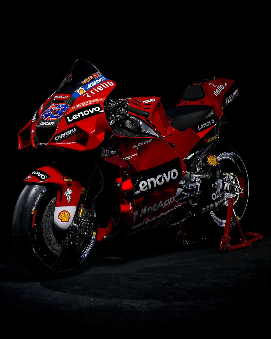 Ducati MotoGP Racing Motorcycle with Lenovo and Shell Sponsorship HD phone wallpaper