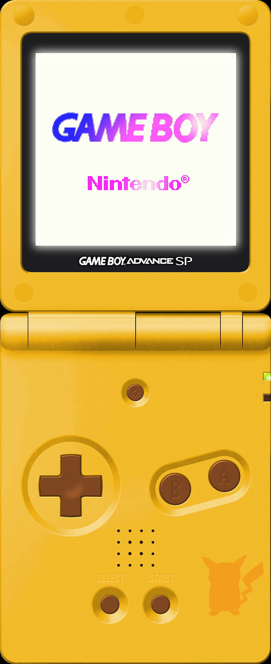 Yellow Pikachu Game Boy Advance SP Console with Boot Screen HD phone wallpaper