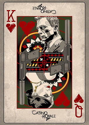 Casino Royale Playing Card Art Featuring James Bond and Vesper Lyne with Pistols HD phone wallpaper