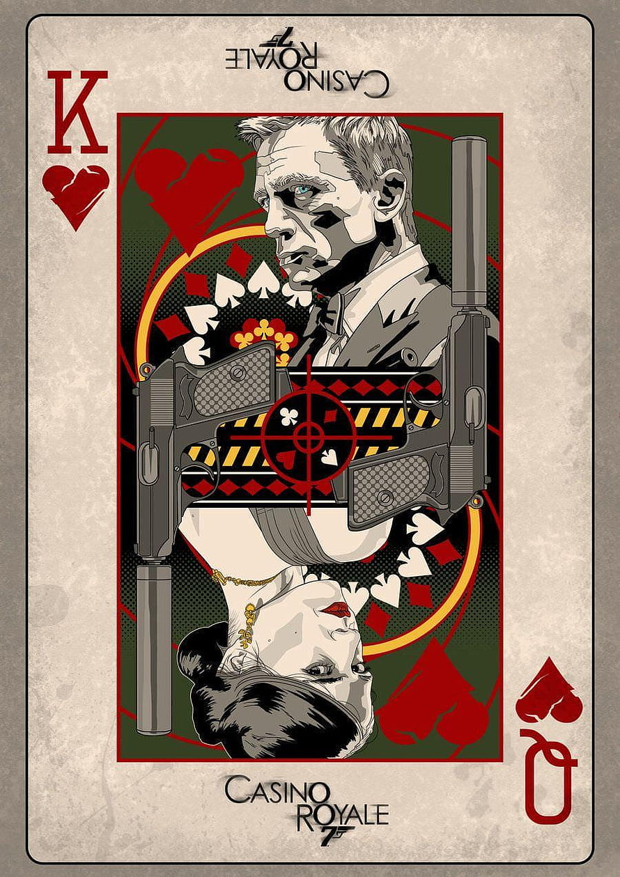 Casino Royale Playing Card Art Featuring James Bond and Vesper Lyne with Pistols HD phone wallpaper