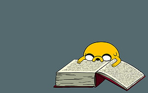 Jake the Dog Reading a Book - Adventure Time Cartoon Character Wallpaper HD wallpaper