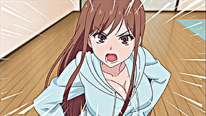 Overflow Anime Girl in Light Blue Hoodie with Intense Expression HD wallpaper