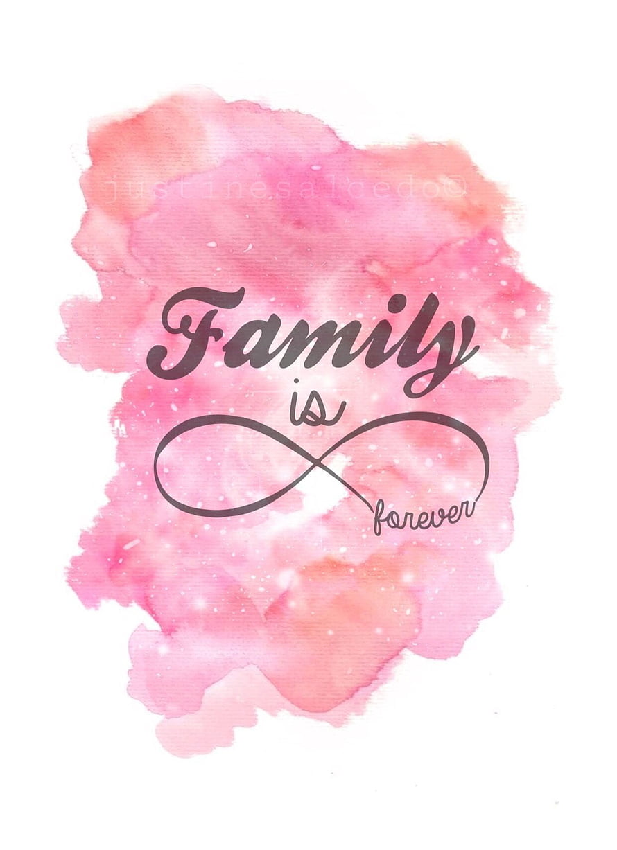 Family Is Forever Watercolor Quote with Infinity Symbol and Soft Pink Blush Background HD phone wallpaper