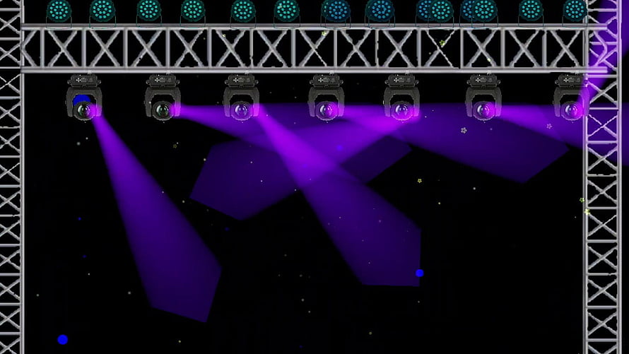 Purple Stage Lighting Rig with Truss Structure and Moving Head Spotlights HD wallpaper