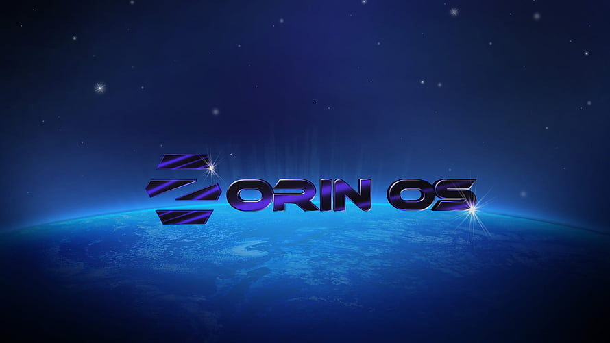 Zorin OS Logo Floating Above Earth Horizon in Deep Space with Starry Night Sky HD wallpaper