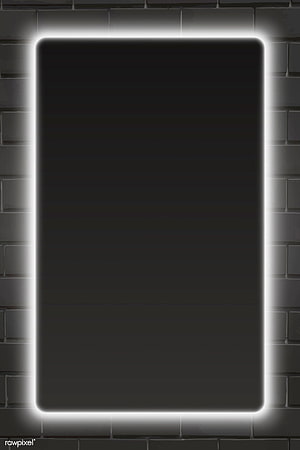 Glowing White Neon Rectangle Frame on Dark Brick Wall Background HD phone wallpaper