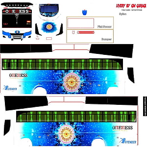 Oneness Star Bus Livery Design Template with Blue Galaxy and Green Window Stripes HD phone wallpaper