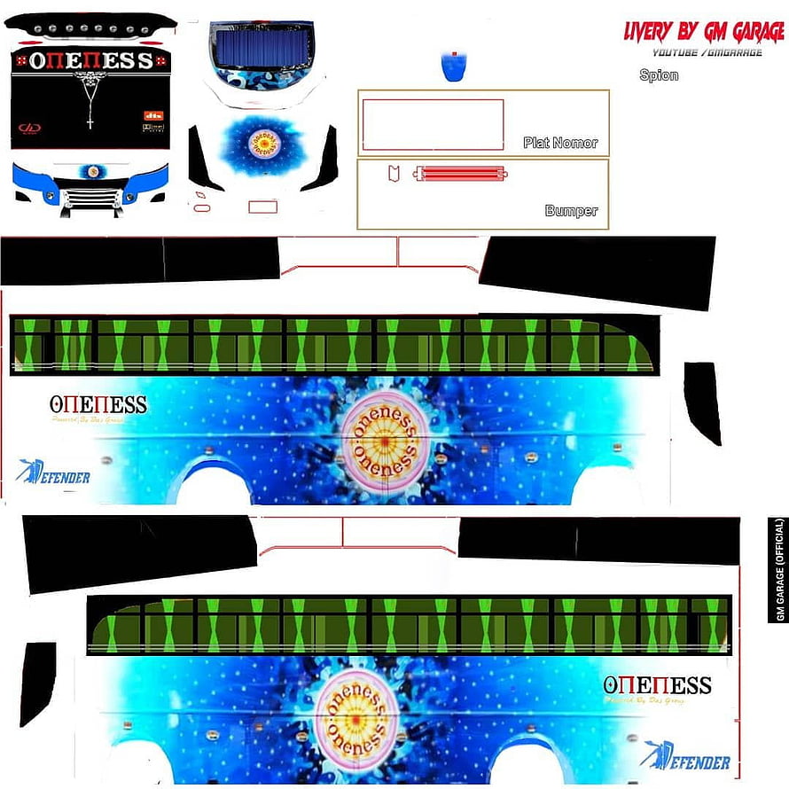 Oneness Star Bus Livery Design Template with Blue Galaxy and Green Window Stripes HD phone wallpaper