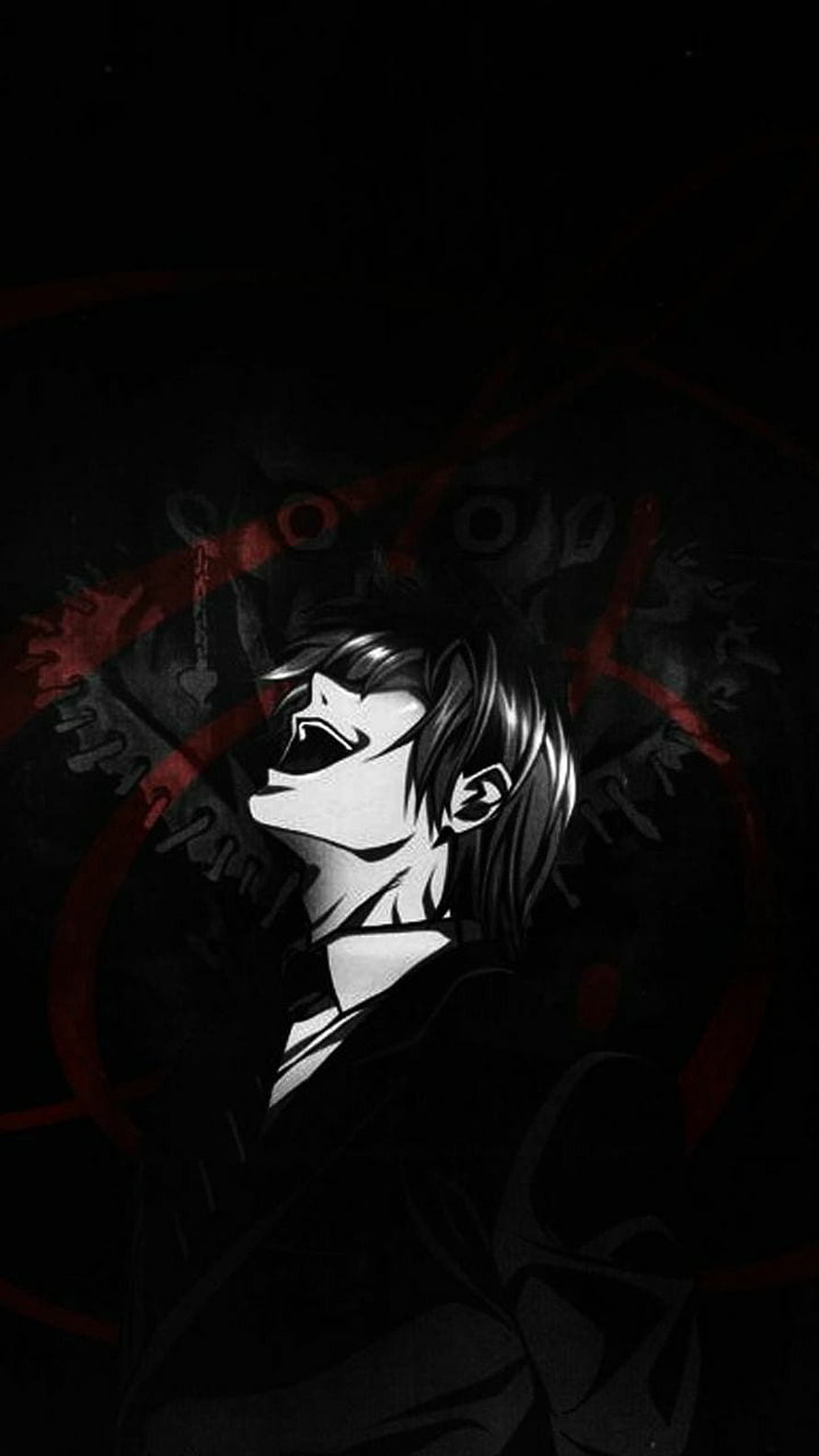 Dark anime character laughing maniacally with red occult symbols in background, SirWinston on Geek is Chic, light yagami HD phone wallpaper