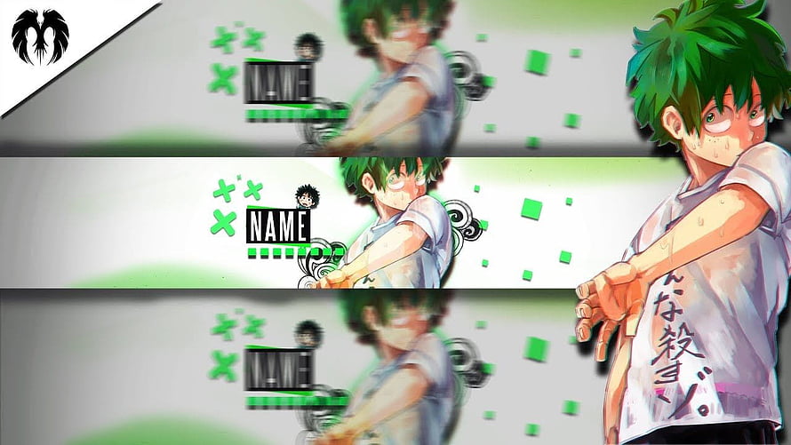 Izuku Midthrow Anime Illustration with Green Accents and Japanese Text HD wallpaper