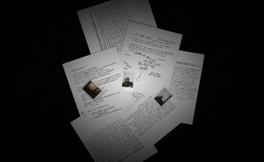XXXTentacion 17 Album Cover Artwork with Handwritten Notes and Polaroid Photos HD wallpaper