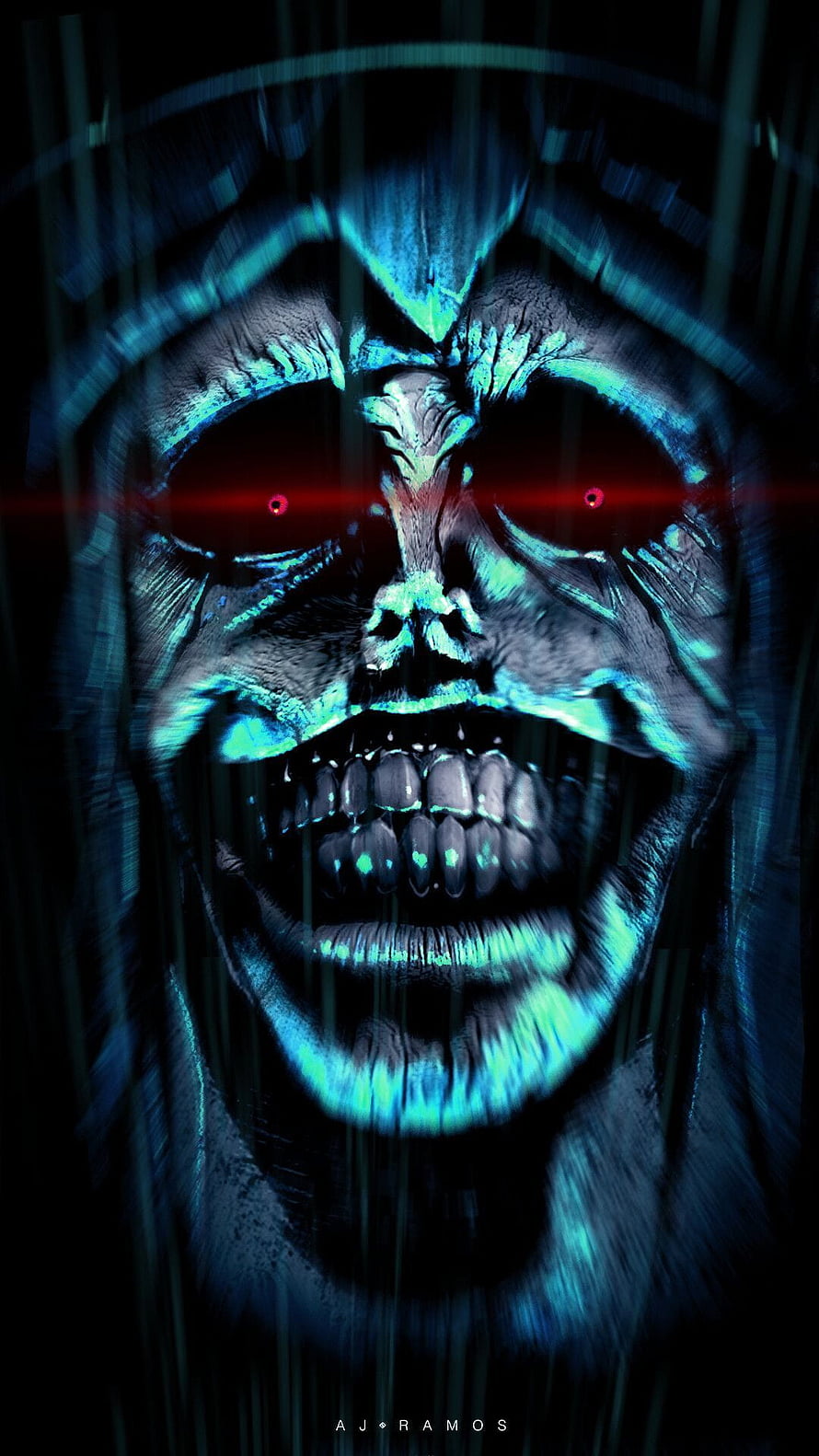 Solo Leveling Shadow Monarch Glowing Skull Digital Art HD phone wallpaper