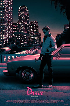Drive Movie Poster Ryan Gosling Night Cityscape Classic Car HD phone wallpaper