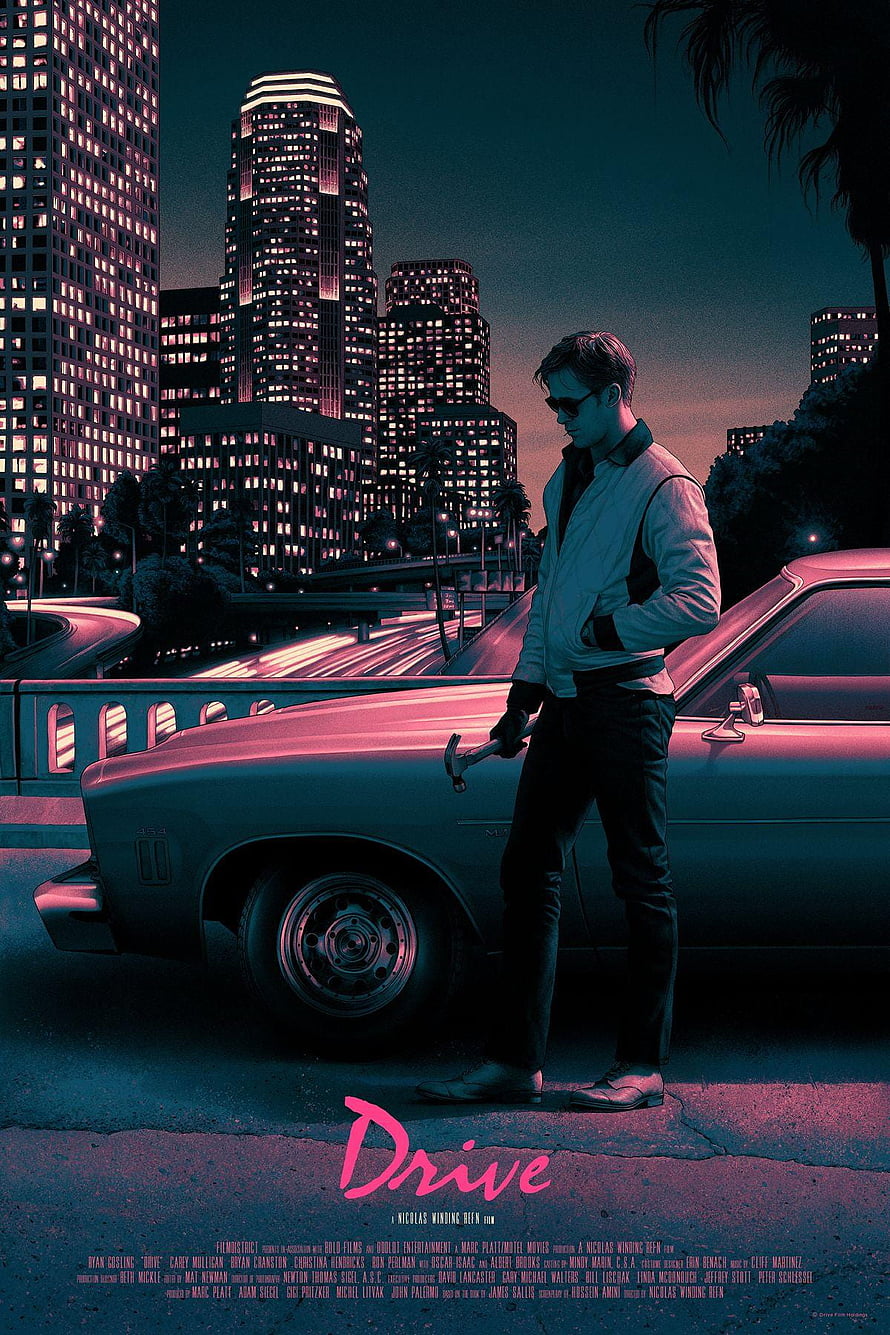 Drive Movie Poster Ryan Gosling Night Cityscape Classic Car HD phone wallpaper