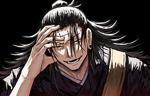 Anime Character Portrait With Long Black Hair And Intense Yellow Eyes HD wallpaper