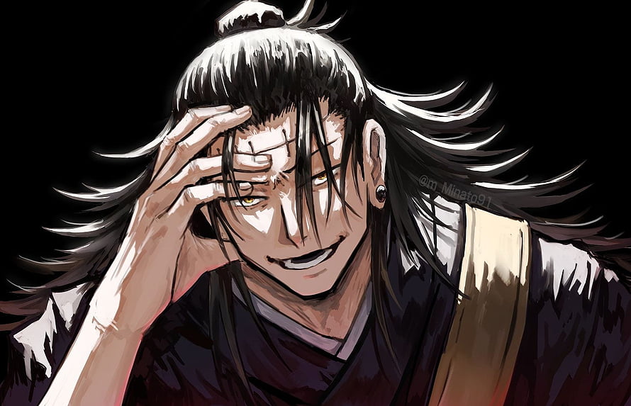 Anime Character Portrait With Long Black Hair And Intense Yellow Eyes HD wallpaper