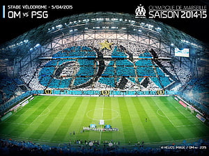 Olympique de Marseille Stadium Tifo Display at Stade Vélodrome HD wallpaper
