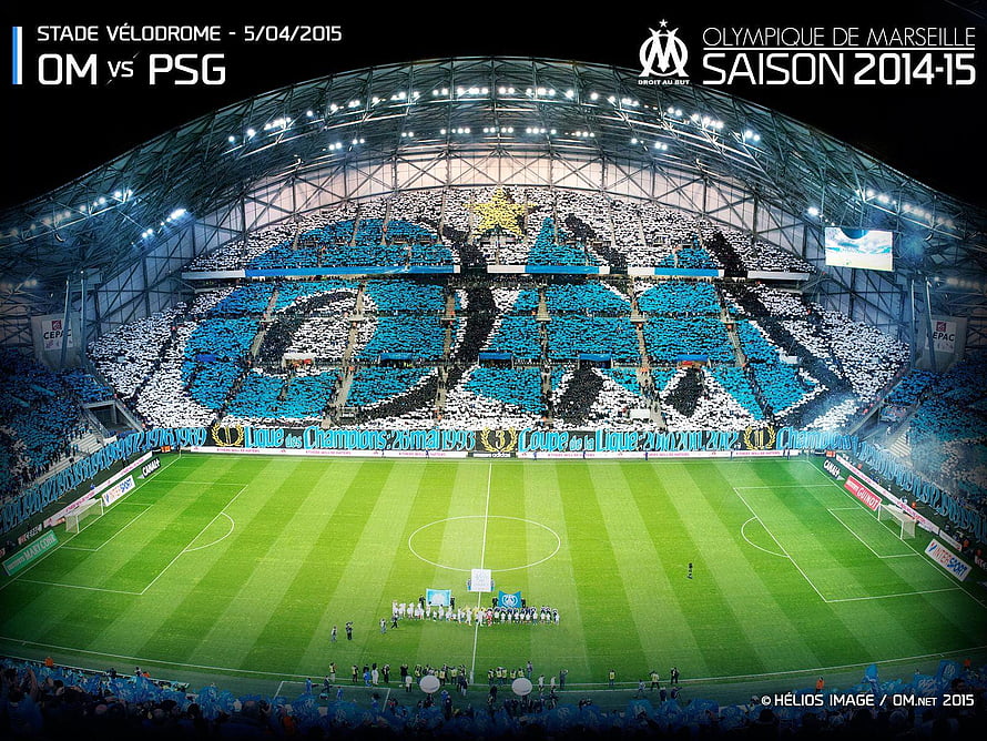 Olympique de Marseille Stadium Tifo Display at Stade Vélodrome HD wallpaper