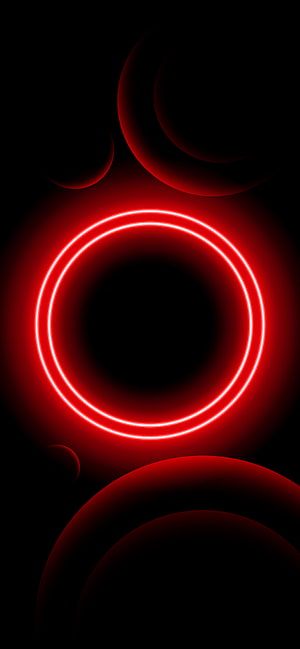 Glowing Red Neon Rings Abstract Wallpaper HD phone wallpaper