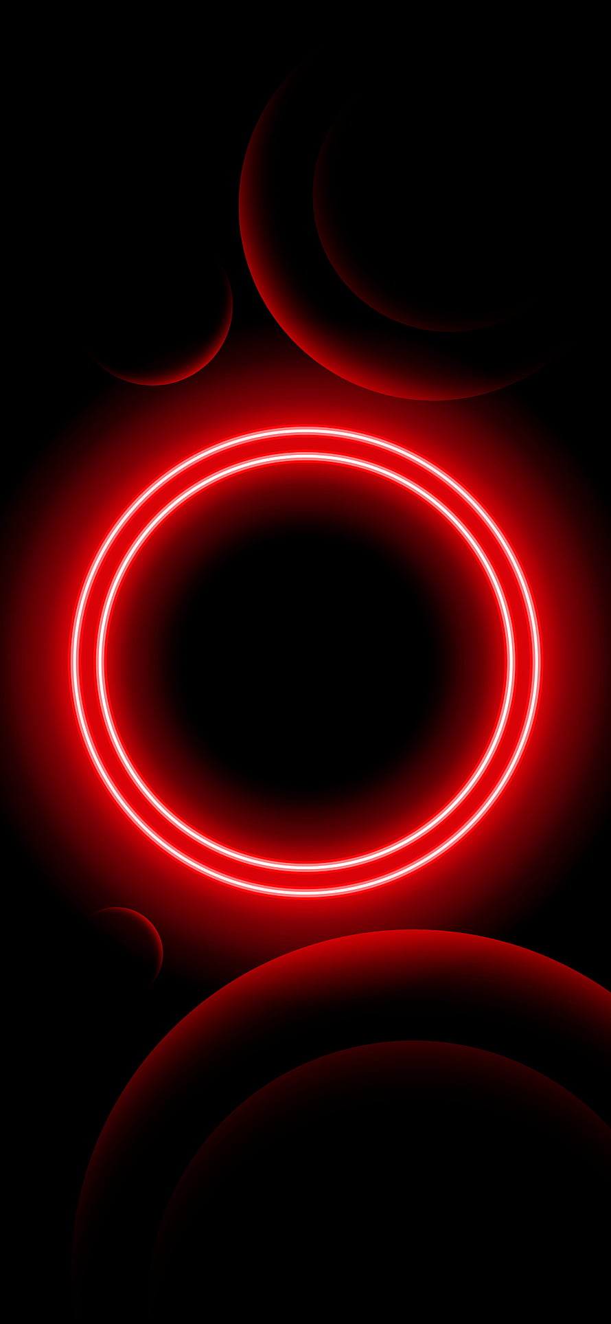 Glowing Red Neon Rings Abstract Wallpaper HD phone wallpaper
