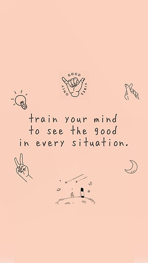 Minimalist Positive Mindset Quote with Hand Gestures and Doodle Illustrations HD phone wallpaper