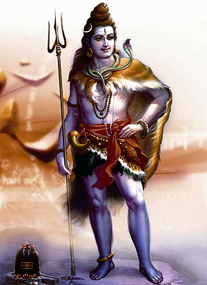 Lord Shiva Digital Art with Trishula, Snake, and Rudraksha Beads HD phone wallpaper