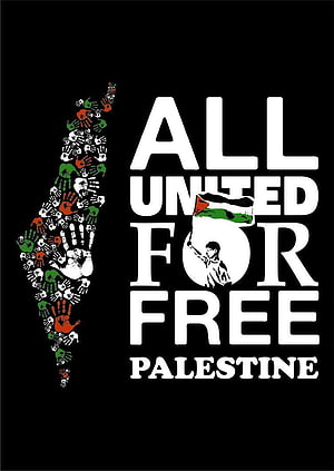 All United For Free Palestine Graphic Design With Handprint Map And Flag HD phone wallpaper