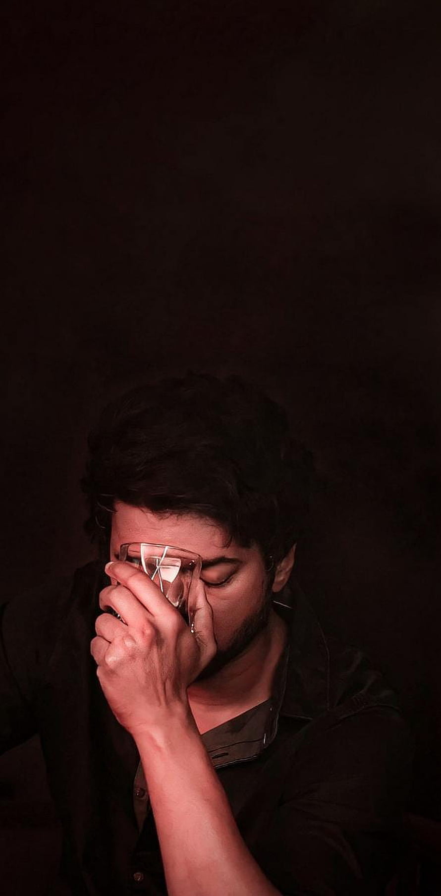 Master Vijay JD Portrait in Dramatic Low-Key Lighting HD phone wallpaper