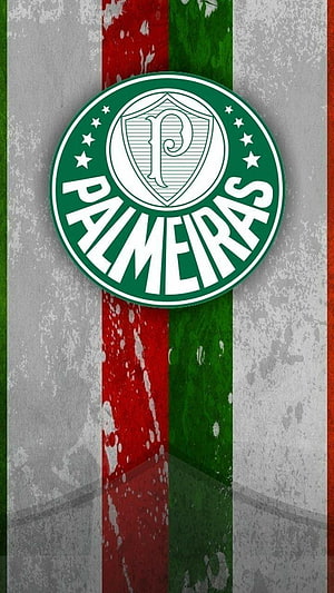 Palmeiras Football Club Crest on Grunge Striped Background HD phone wallpaper