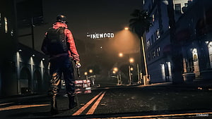 Grand Theft Auto V Franklin Clinton walking in Vinewood Hills at night HD wallpaper