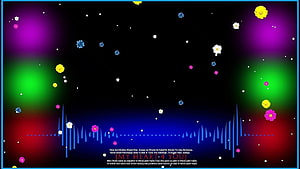 Vibrant Audio Visualizer Wallpaper with Colorful Flowers and Neon Glow on Black Background HD wallpaper